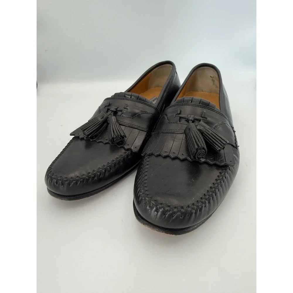 Johnston & Murphy Mens Black Leather Kiltie Tassel Loafers Dress Shoes 9.5 N